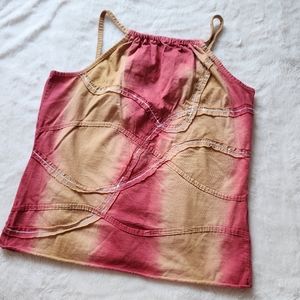 Marlboro classic tie dye Beige tan pink  halter top tank top sequin details S-M